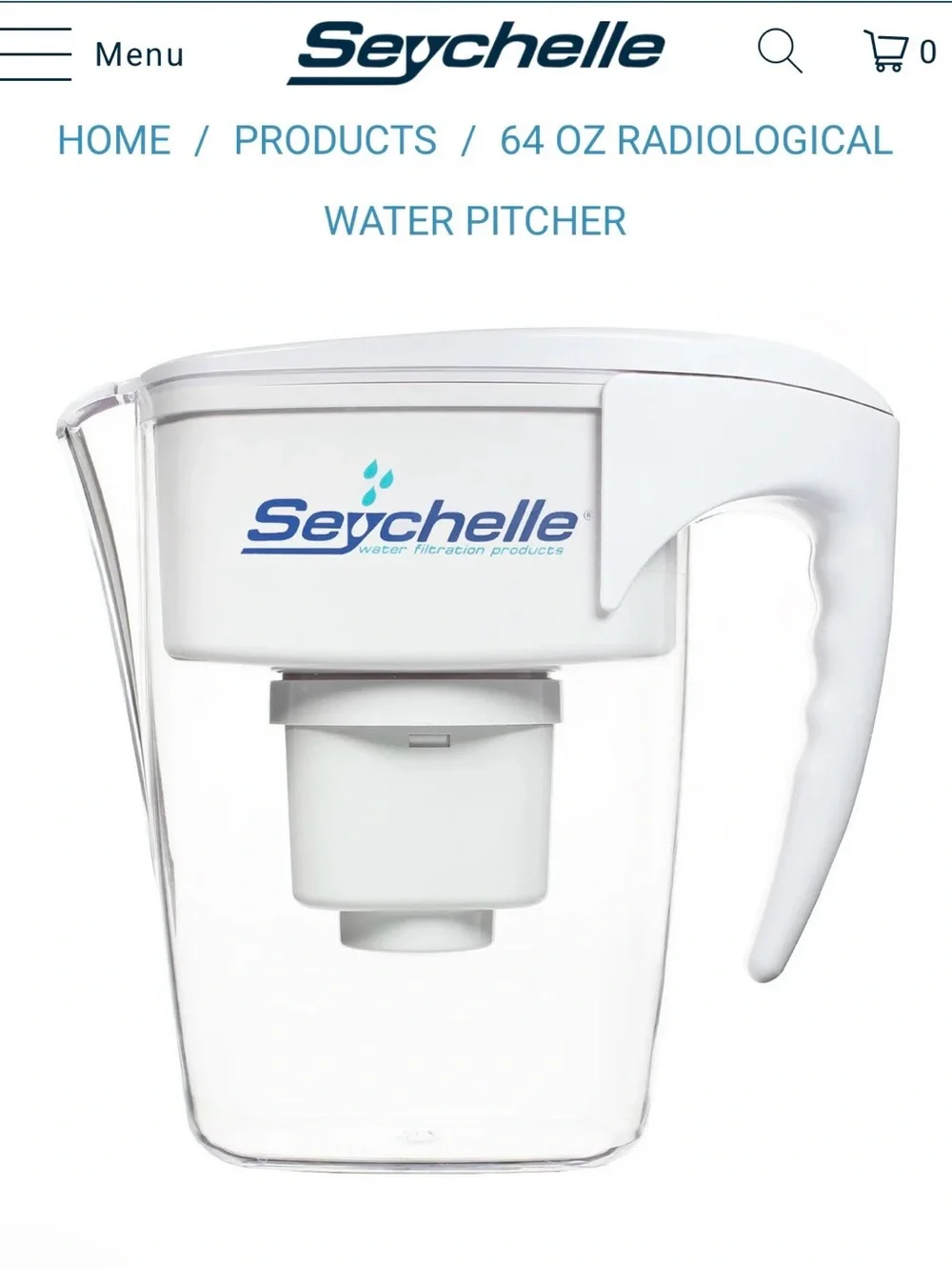 Seychelle 64 Oz. Radiological Water Filtration Pitcher 1-40401-W New in Box